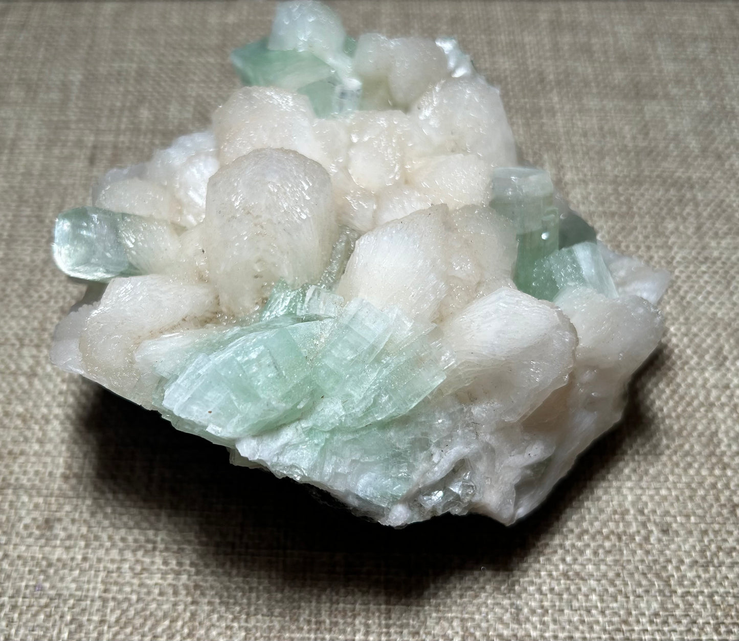 Gem Green Apophyllite with Stilbite on Matrix for Clarity, Calm, and Heart Chakra Healing