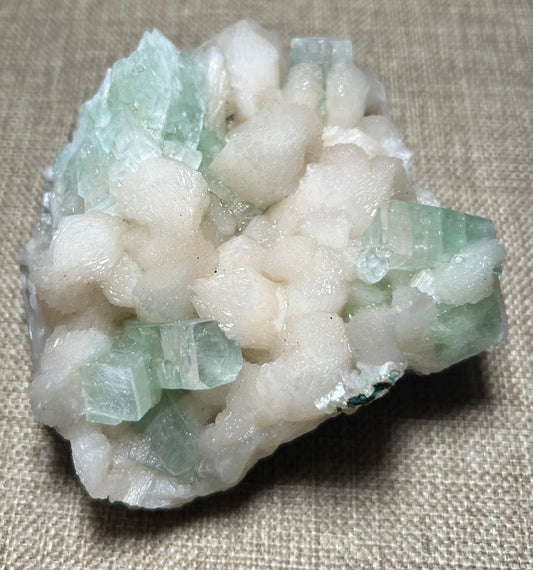 Gem Green Apophyllite with Stilbite on Matrix for Clarity, Calm, and Heart Chakra Healing