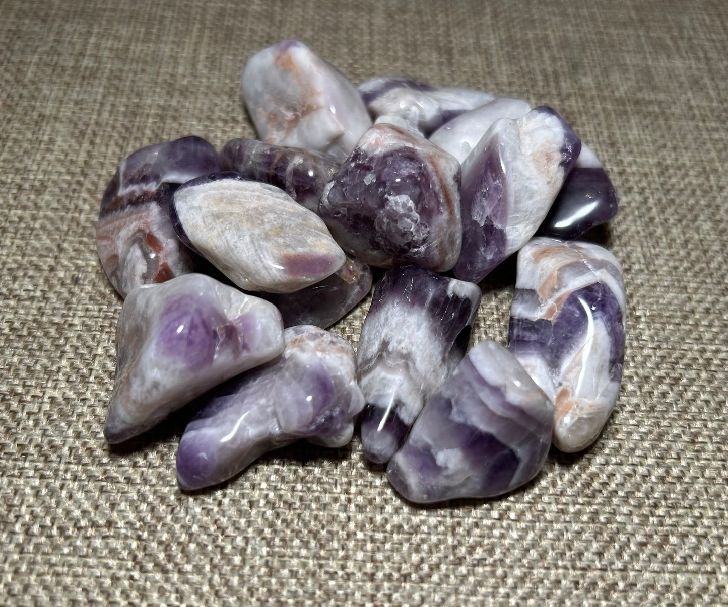 Chevron Amethyst Tumble Stone – Spiritual Clarity & Healing Energy