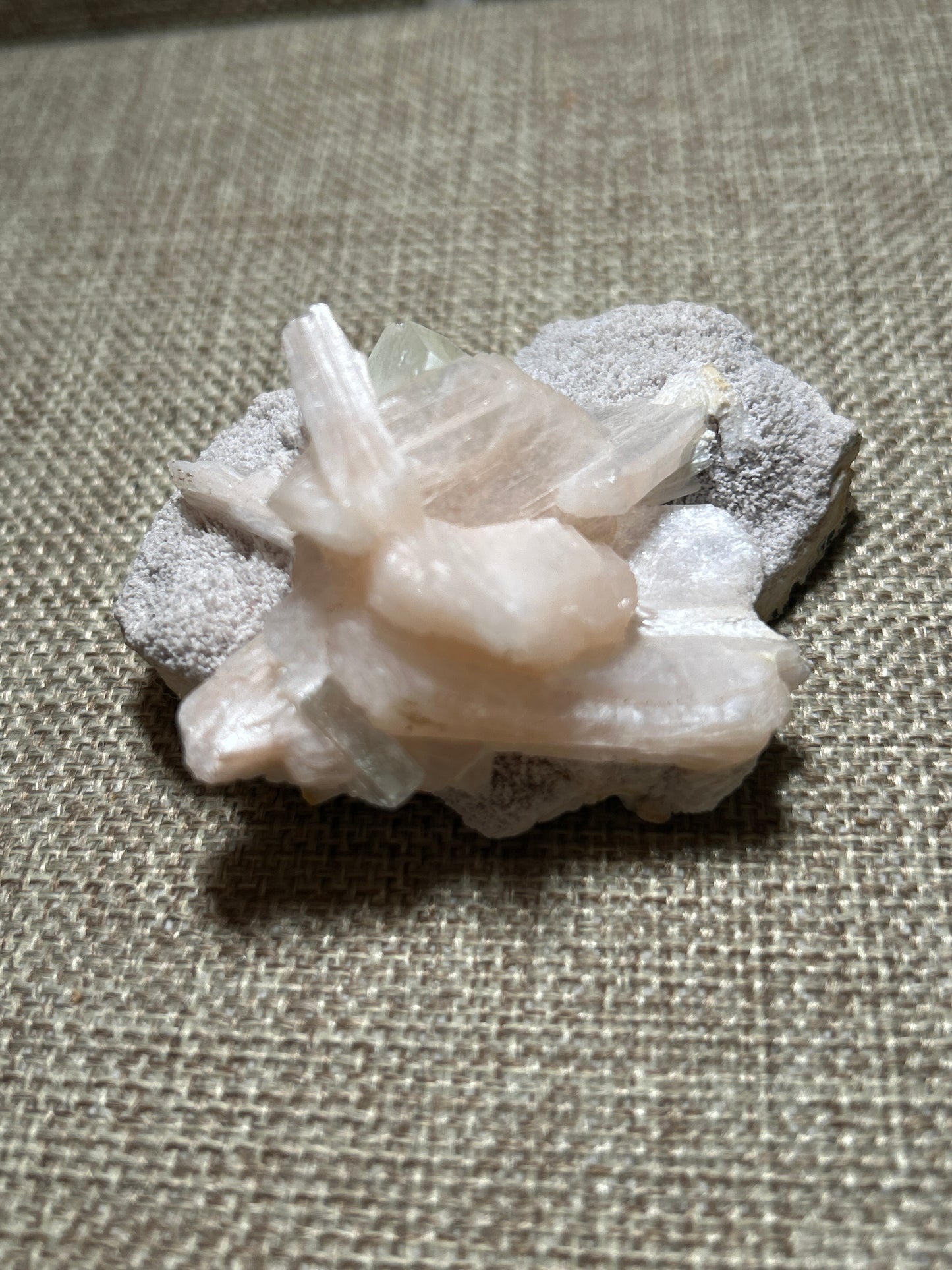 Apophyllite Crystals with Peach Stilbite and Chalcedony in Matrix - Healing and Serenity