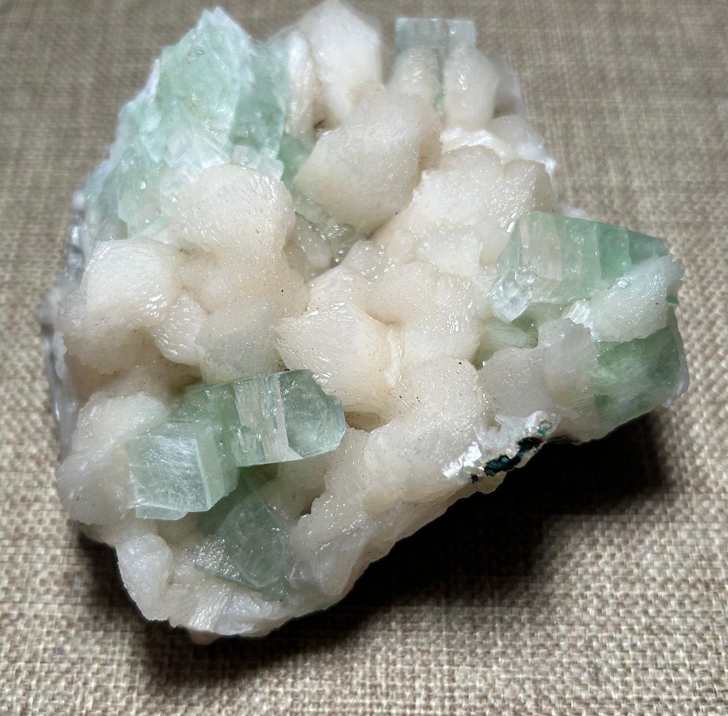 Gem Green Apophyllite with Stilbite on Matrix for Clarity, Calm, and Heart Chakra Healing