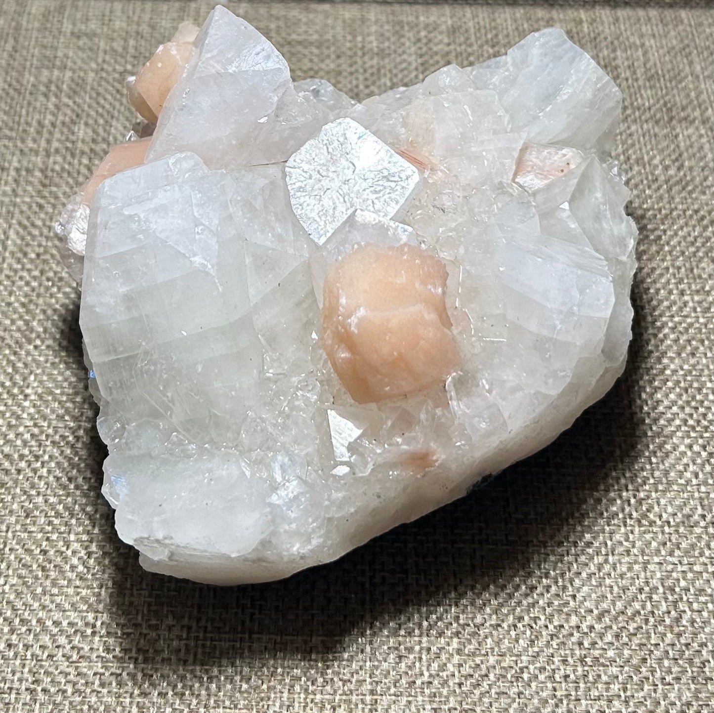 Apophyllite with Peach Stilbite for Intuition, Emotional Healing, and Calming Energy