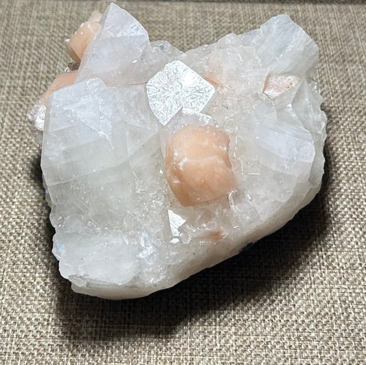 Apophyllite with Peach Stilbite for Intuition, Emotional Healing, and Calming Energy