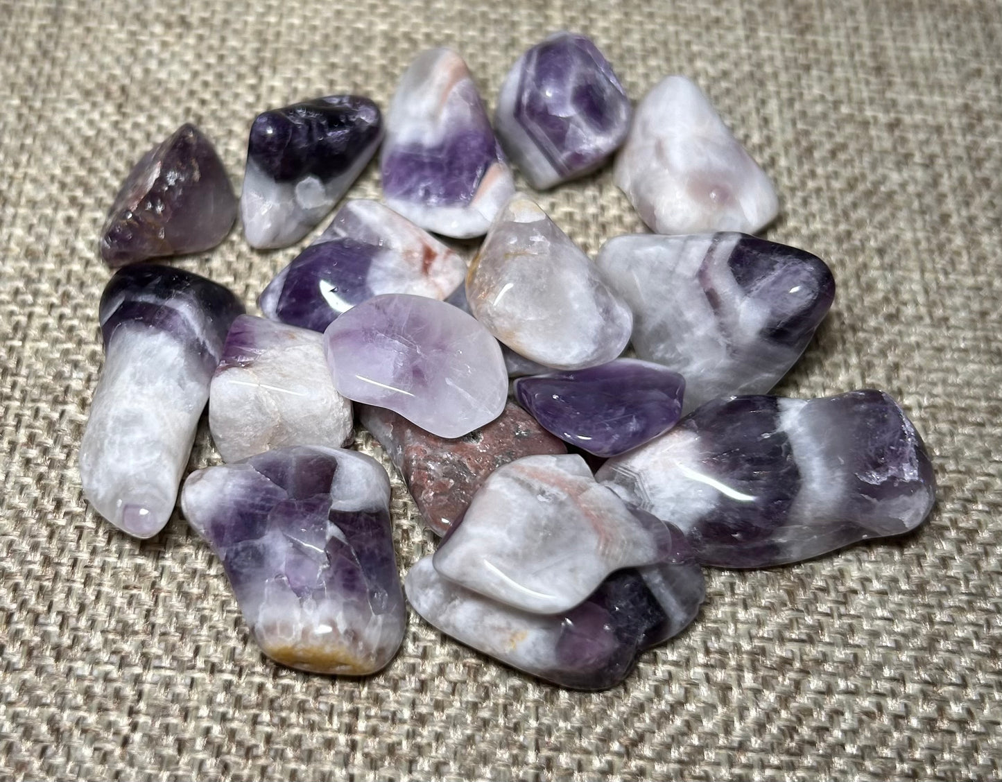 Chevron Amethyst Tumble Stone – Spiritual Clarity & Healing Energy