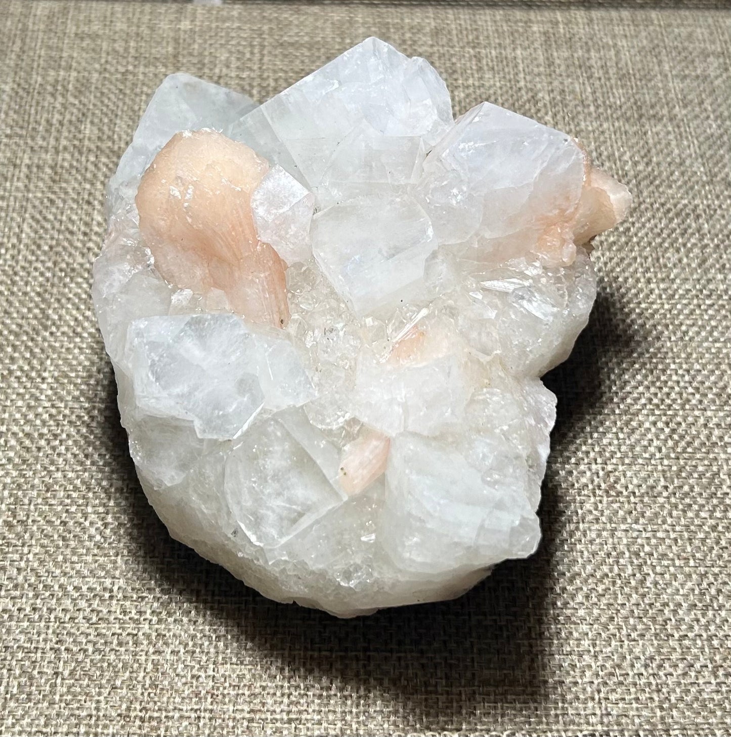 Apophyllite with Peach Stilbite for Intuition, Emotional Healing, and Calming Energy